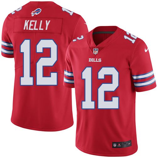 Men Buffalo Bills 12 Jim Kelly Nike Red Game Retired Player NFL Jersey